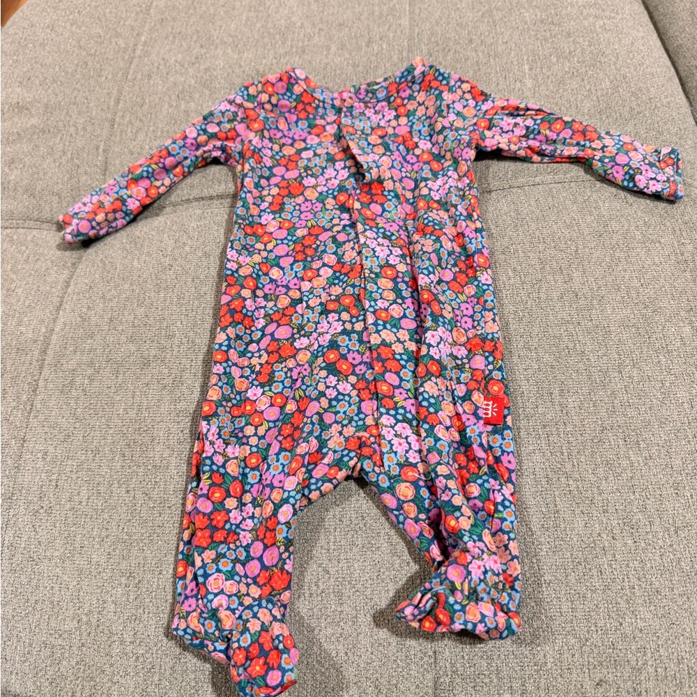 Magnetic Me Floral Footed One-Piece - Pink, Blue & Red